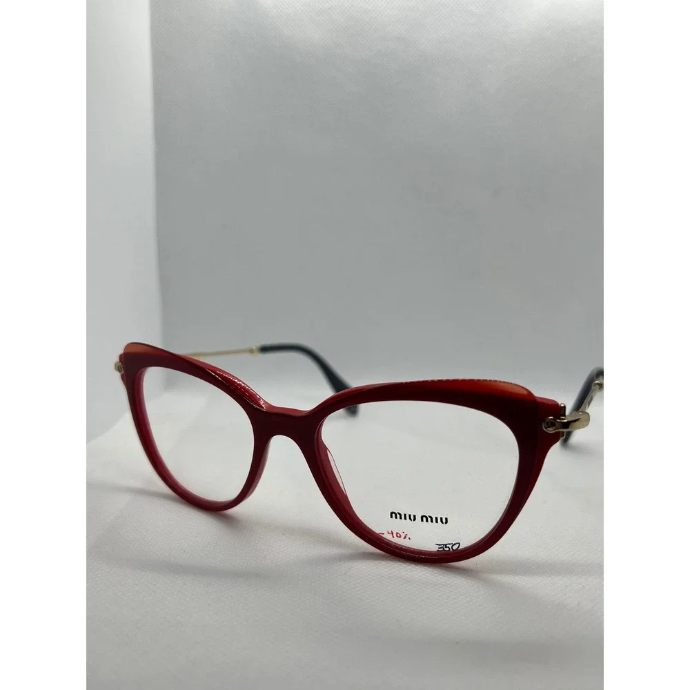Miu Miu VMU 01Q Cat Eye Eyeglasses Red‎ Gold Frames Designer Glasses Italy